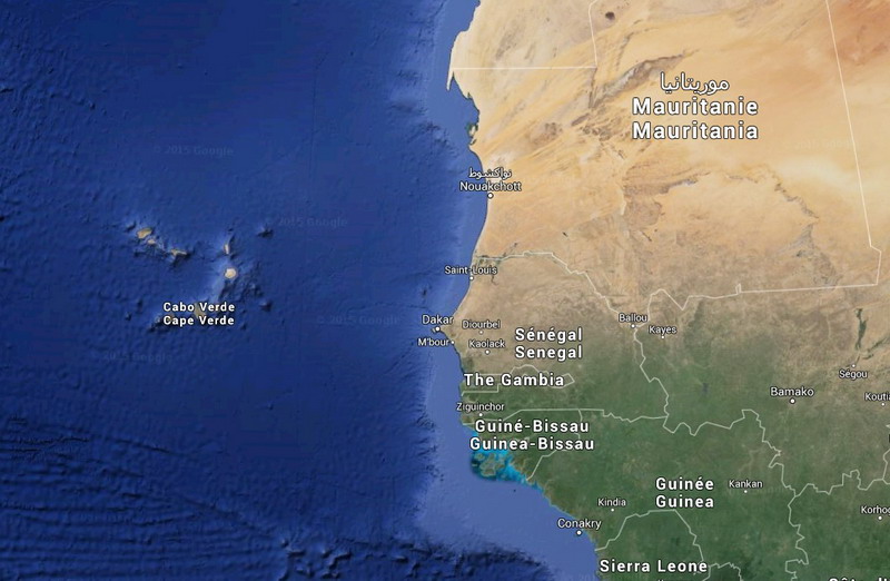 Capo Verde e la costa africana da Google Hearth