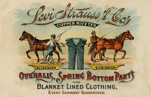 Pubblicità di fine '800 dei levi strauss jeans